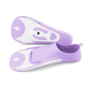 Purple full foot snorkeling fins, lightweight diving fins for beach snorkeling and pool swimming training